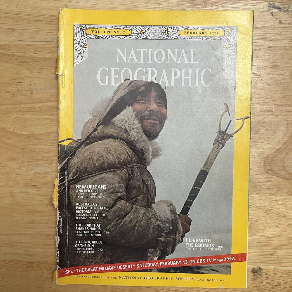 Vintage National Geographic February 1971 New Orleans Lake Titicaca Eskimos